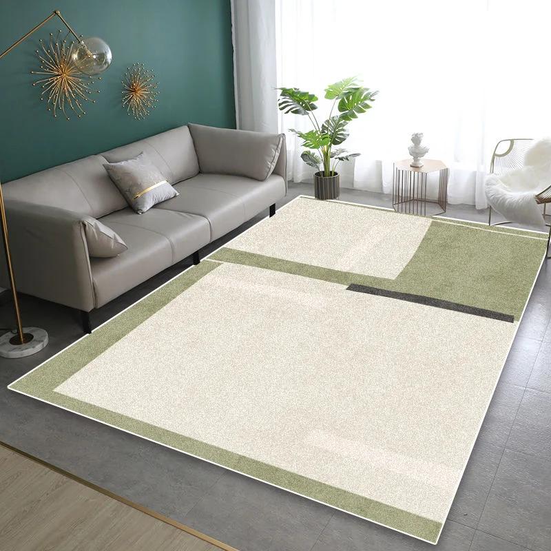 Minimalist Green Area Rug Non-Slip Soft Carpet for Living Room Bedroom Bedside Floor Mat Home Decor