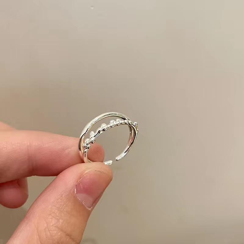 Moonstone Plain Ring Open Ring Women's Ins Style Light Luxury Niche Design Index Finger Ring High-end Sense Personalized Hand Jewelry