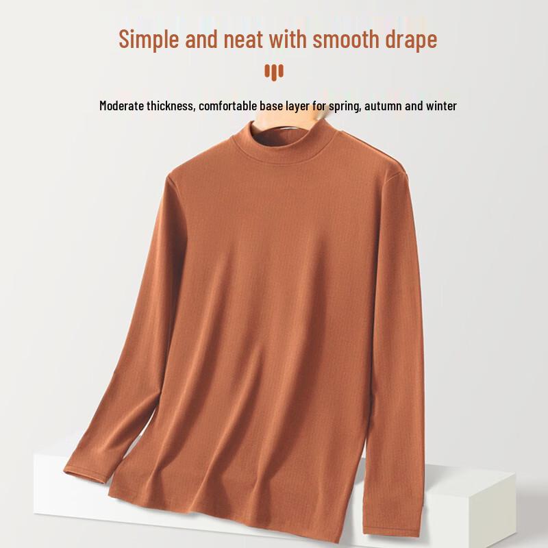 Langsha Men's Semi-High Collar Thermal Long Sleeve Top