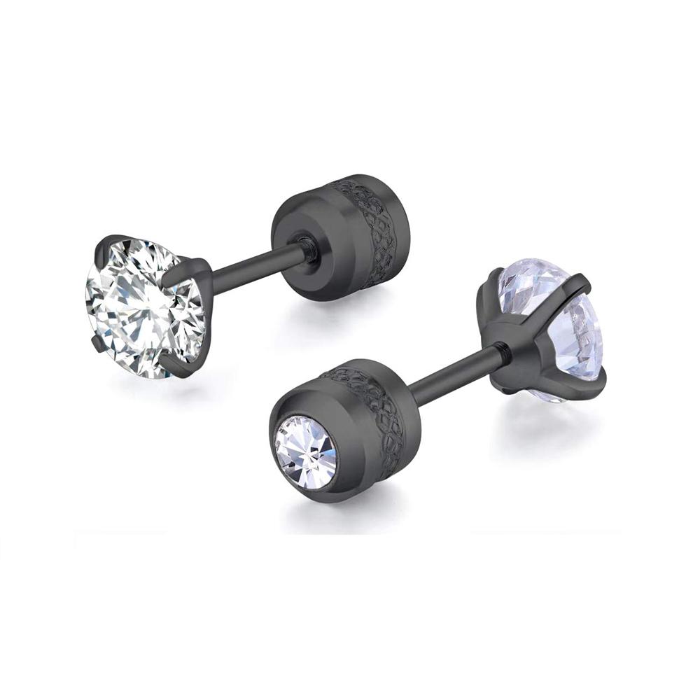 1 Piece Medical Stainless Steel Crystal Zircon Ear Studs Earrings Tragus Cartilage Hypoallergenic Screws Piercing Zircon