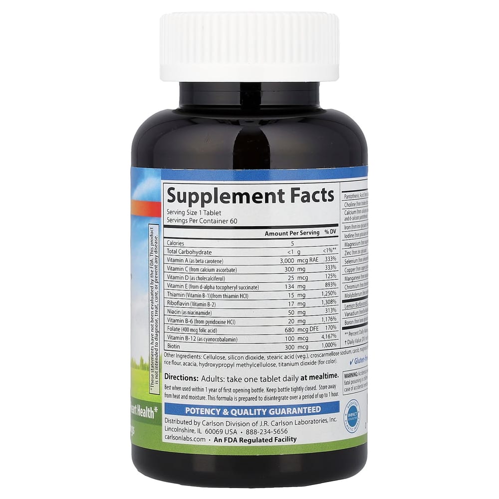 Carlson Labs Super One Daily Vegetarian Tablets, 60 Count