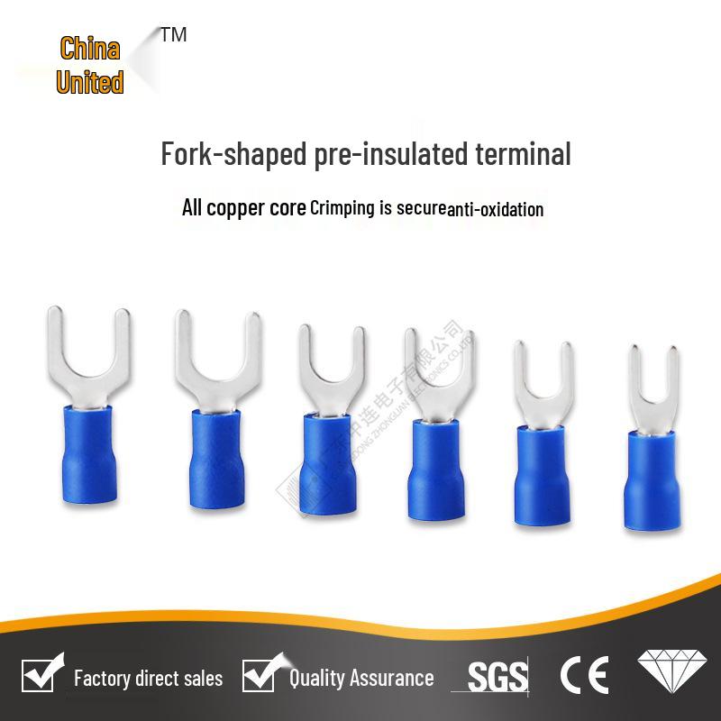 Intermediate PVC Insulated Fork Terminal SV Copper Cold Crimp Y-Type Quick Connect Wire Lug