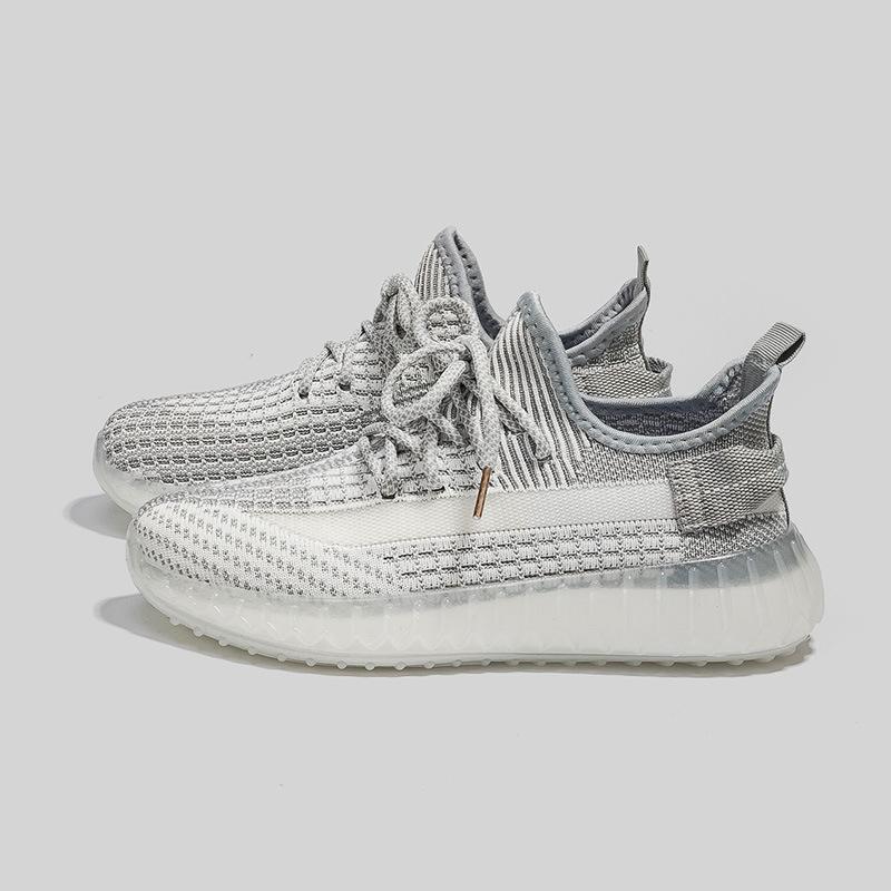 Popcorn versatile fly-woven sneakers men's breathable soft-soled running shoes 2025 spring and summer couple coconut shoes