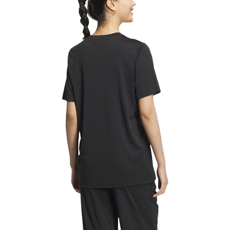 Adidas Contrast Chest Logo Crew Neck Basic Sports T-shirt Asia Sizing 'Black' JJ0621