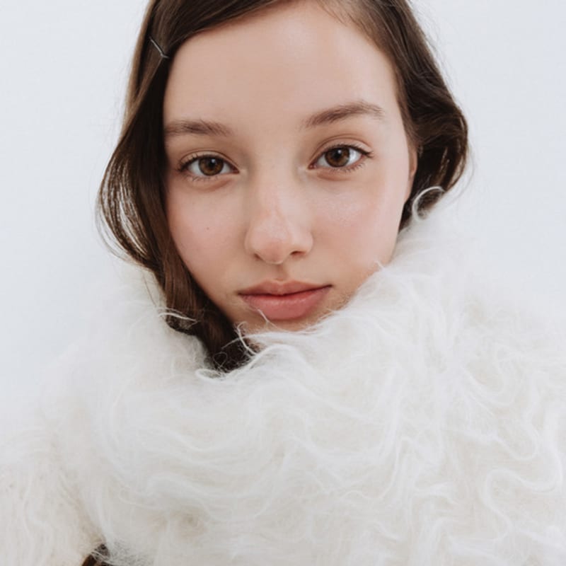 THETIS WAVY FLUFF LONG HAIR wool MUFFLER_TT5W704IV