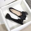 Fashion 2025 Big Silk Bowknot Flat Shoes Woman Suede Leather Slip On Loafers Spring Summer Shallow Mouth Bow Moccasins Big Size 43