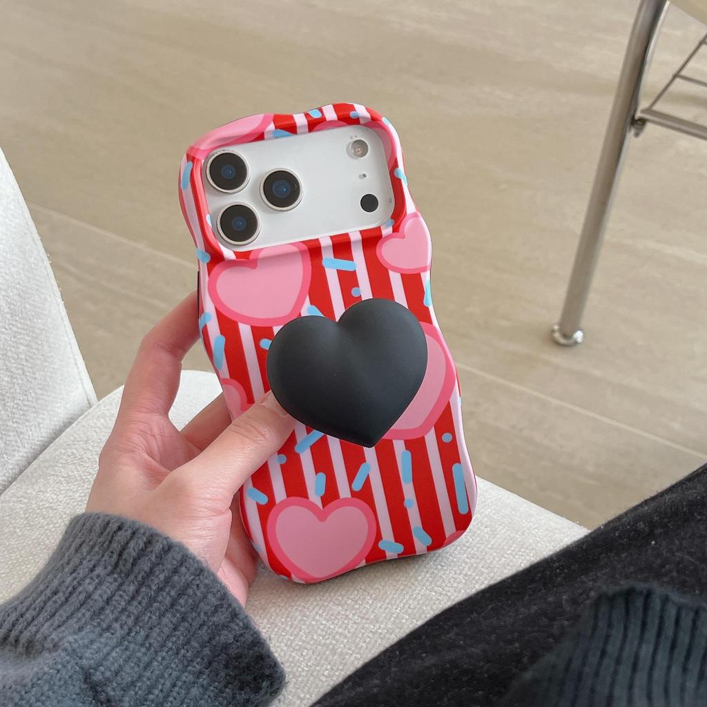Red Heart Stand Case for iPhone 17 Pro Max & Apple 16, 14/15 Two-in-One