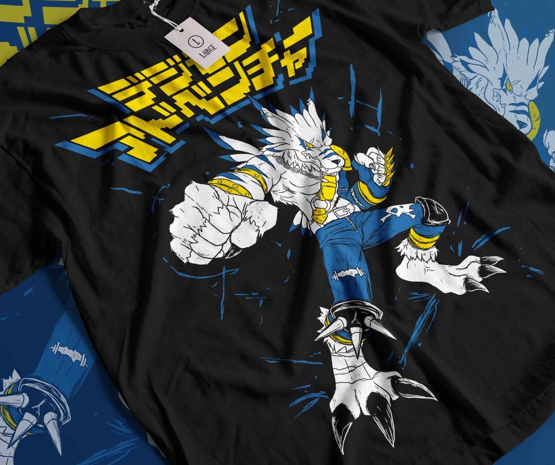 Digimon Adventure Shirt WereGarurumon T-shirt Garurumon Tshirt Gabumon Anime Tee XL