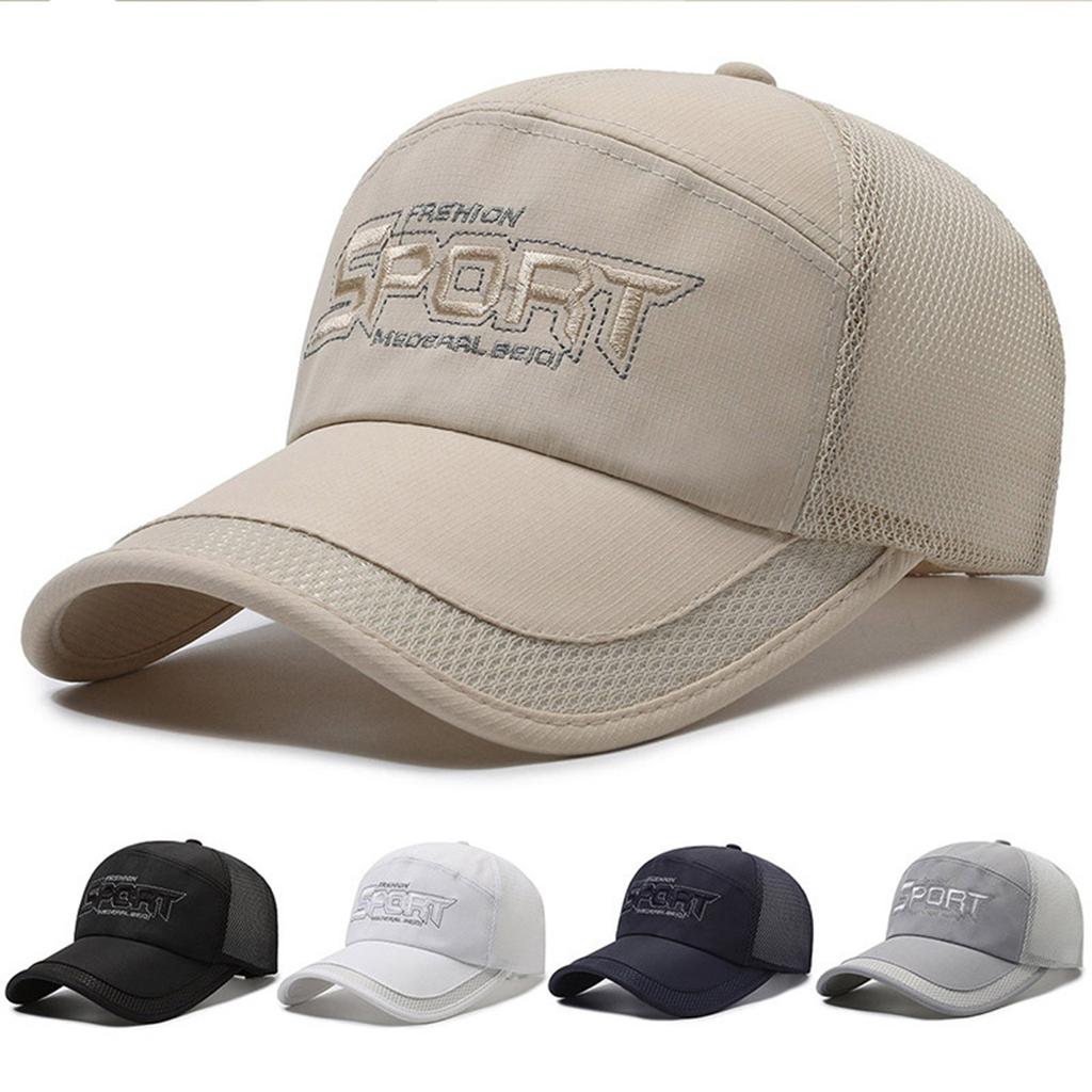 Fashion Solid Color Baseball Hat for Men Summer Cotton Letter Embroidery Mesh Breathable Duck Tongue Cap Male Casual Outdoor Hat