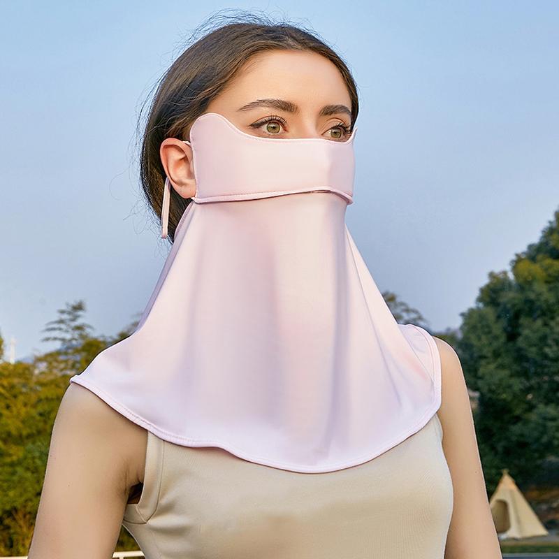 Ice Silk Cycling Bandana Face Cover Half Mask Hang-Ear Ice Silk Neck Gaiter Cool Tube Scarf Sport Running Hiking Hunting