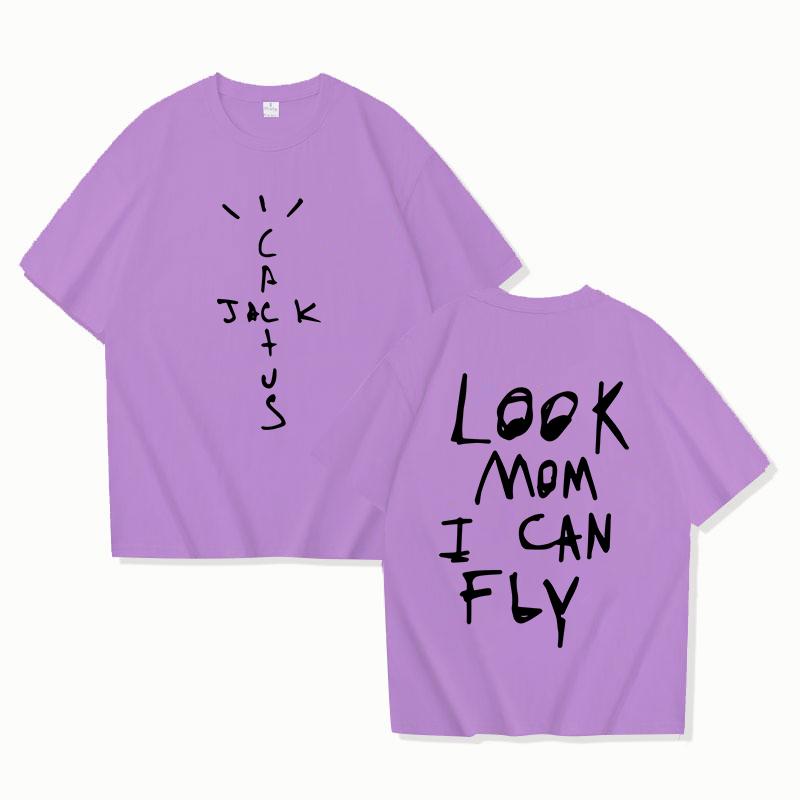 New Hot Look Mom I Can Fly Printed T-shirts Women Unisex Casual Loose Round Neck Creative Personalized Y2k T-shirts