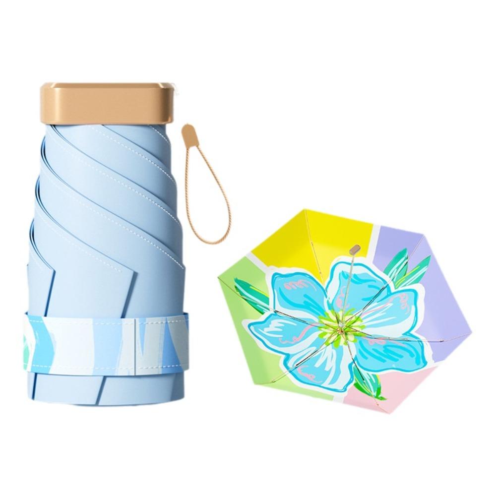 Floral Pattern Folding Rain Umbrella UV Protection Manual Pocket Umbrella Mini Parasol Women Style 7