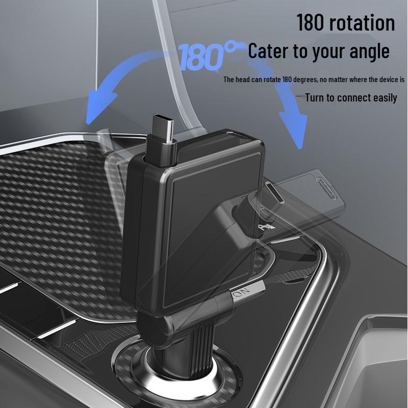 Retractable Car Charger: Foldable, Fast TYPE-C Charging for Mobile Phones