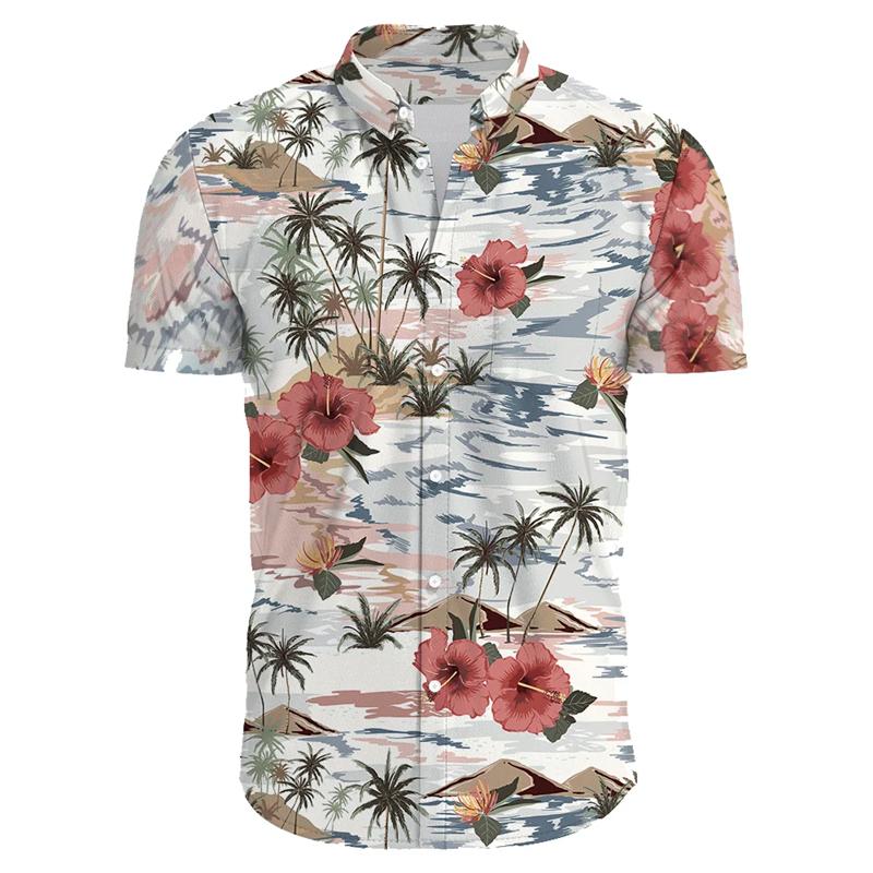 New Hawaiian Male Social Floral Shirt For Blouse Men 3D  Print Slim Fit Men s Street Casual Short Sleeve Clothing S