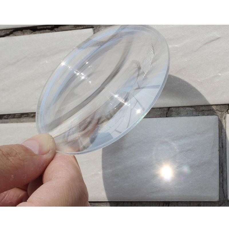 Lente Fresnel de 100 mm 110 mm 120 mm 130 mm 140 mm 150 mm 180 mm 200 mm 300 mm Condensador Roscado Lente Óptica Concêntrica para Foco LED