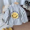 Boys Autumn Korean Vertical Striped Smiley Face Shirt Fashionable Trendy Long Sleeve Top