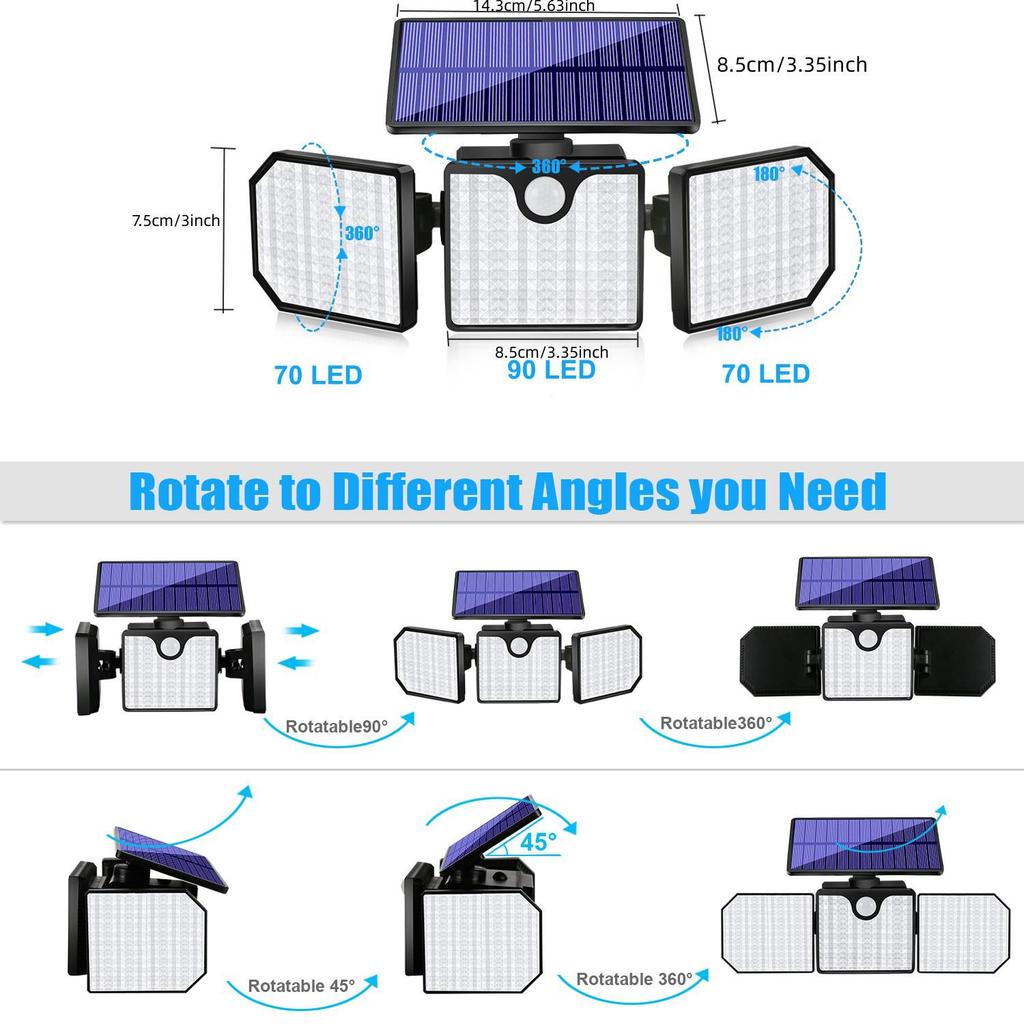 230LED Solar Outdoor Wall Light with Motion Sensor