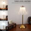 Romantic Bedside Flower Table Lamp Touch Control Cream Style Pastoral Country Light USB Rechargeable Metal Base Stepless Dimming