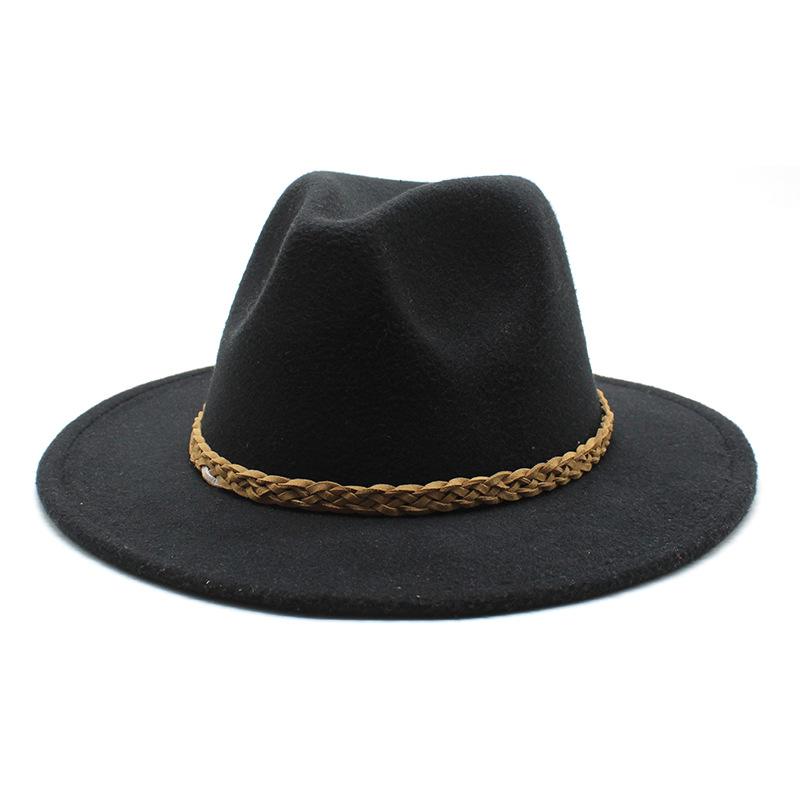 Woolen Jazz Hat Retro Classic Flat Hat Big Eaves Hat Top Hat Felt Hat