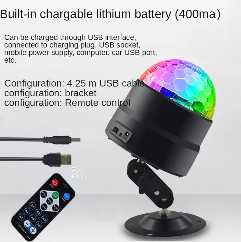 New DJ Voice Control USB Mini LED Stage Light Disco Family Birthday Party Crystal Small Magic Ball Light KTV Atmosphere Light