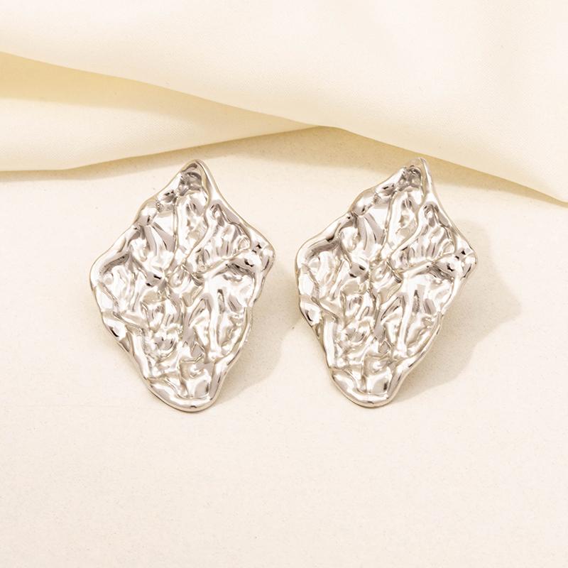 6pcs Simple Kpop Fashion Rectangle Irregular Stainless Steel Ear Studs For Women Men Accessories Silver Color Earrings Jewelry