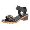 Xia new thick heel women's shoes college style buckle belt middle heel sandals belt buckle open toe sandals foreign trade large size