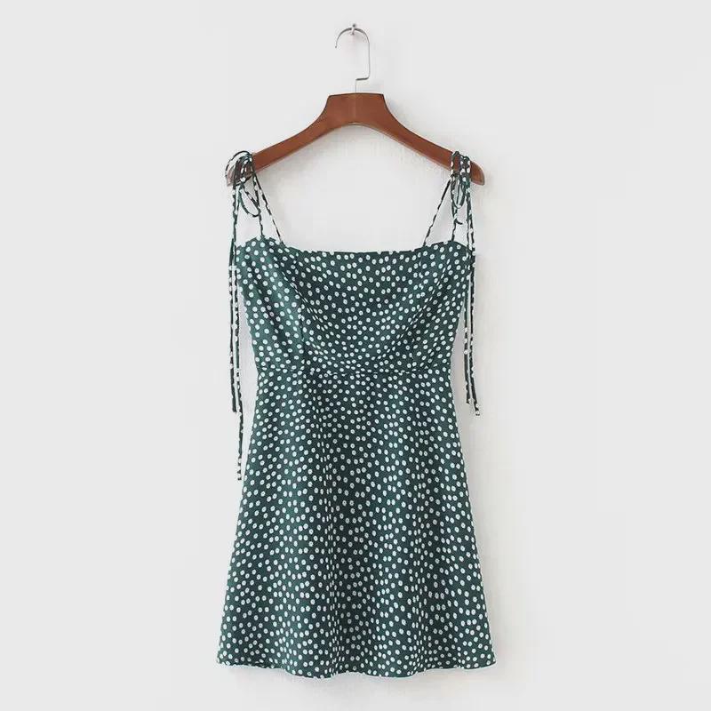 2018 Summer French Floral Spaghetti Strap Square Neck Camisole Women's Backless Mini Dress