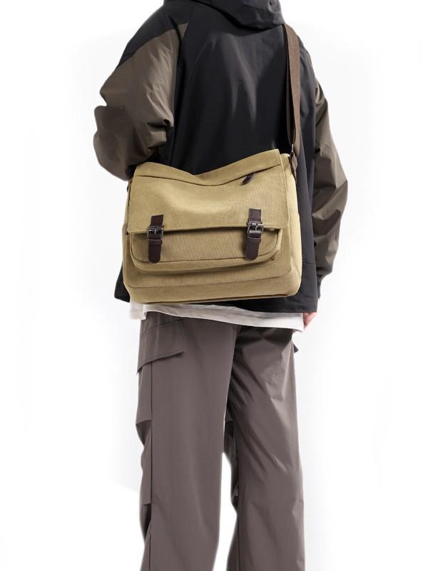 Men's Versatile Canvas Crossbody Bag - Fashionable, Practical, Large Capacity for Business and Street Trends