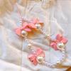1 Stück Charm Schleife Handyketten für Frauen Mädchen Telefonanhänger Riemen Rosa Schwarz Acryl Perle Perlen Lanyard Schmuck Geschenk