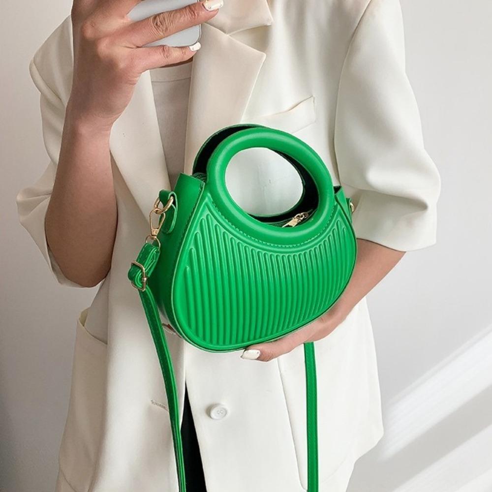 Korean Style PU Crossbody Bag Leather Pleated Shoulder Bag Fashion Hobos Handbag Shopping