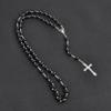 Imitation Pearl Rosary Necklace Alloy Cross Pendant Handmade Long Sweater Chain Vintage Unisex Fashion Jewelry