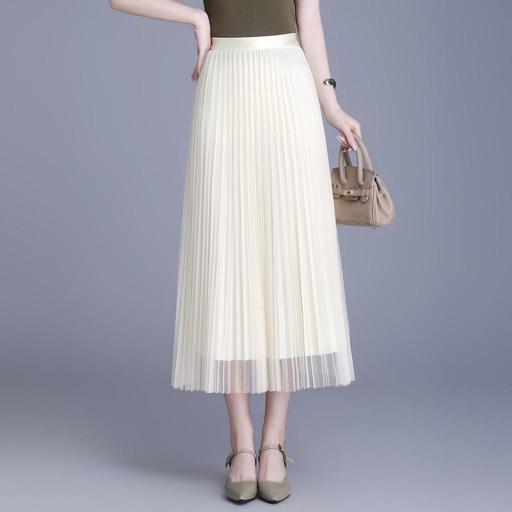 Spring 2026 Reversible Mesh Pleated A-line Midi Skirt