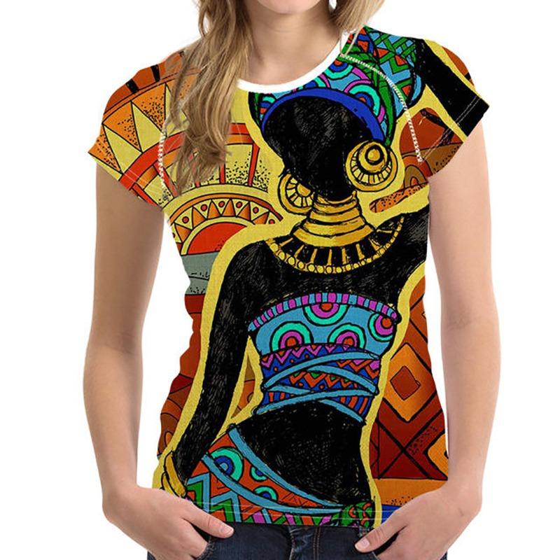 

New African Girls T-shirt 3D Print Ethnic Style Tees Women Streetwear Short Sleeve T Shirts Harajuku Oversized Y2k Tops Clothing 5XL