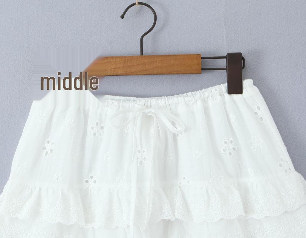 7704 - Women's French Retro Square Neck Ruffle Top & Lace-up Embroidered Skirt Set