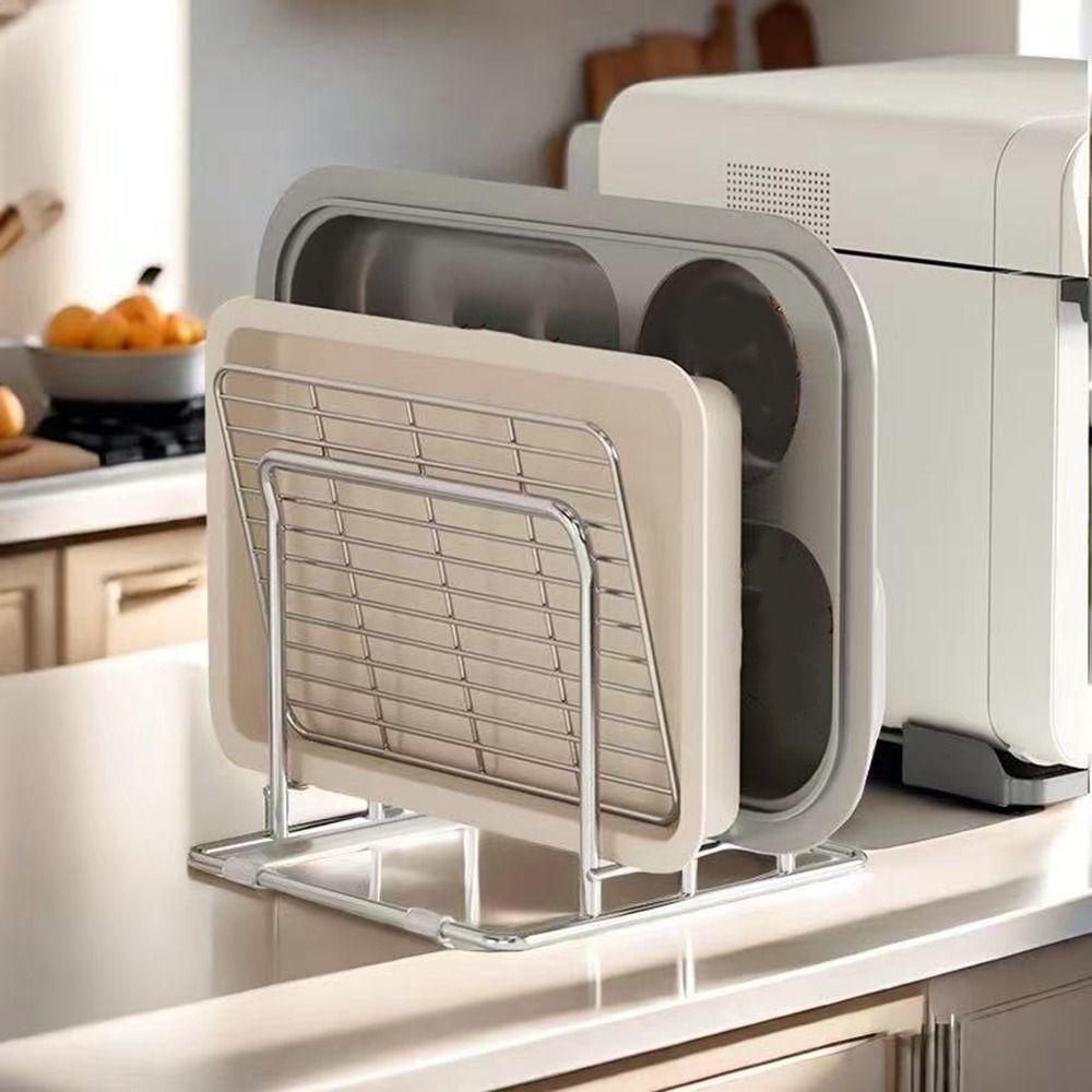 Thickened Stainless Steel Pot Lid Storage Rack Rustproof Cookware Holder  Countertop
