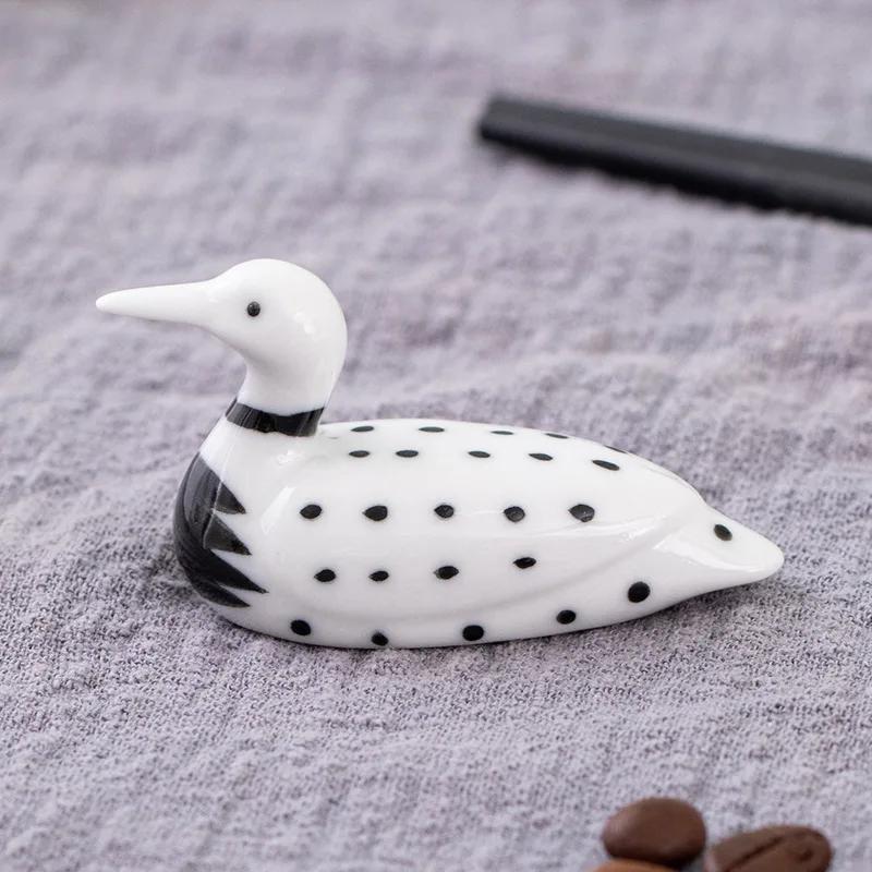 1/5pcs Japanese Duck-shaped Chopstick Holder Home Kitchen Table Decorations Cute Ceramic Crafts Micro-landscaping Ornaments