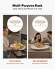 Pizza Stone, 406 Mm Round Cordierite Pizza Stone, Extra Large Baking-Stone with a Durable Stand, 17 Mm Thickness Heat-Resistant Cooking Cordierite,