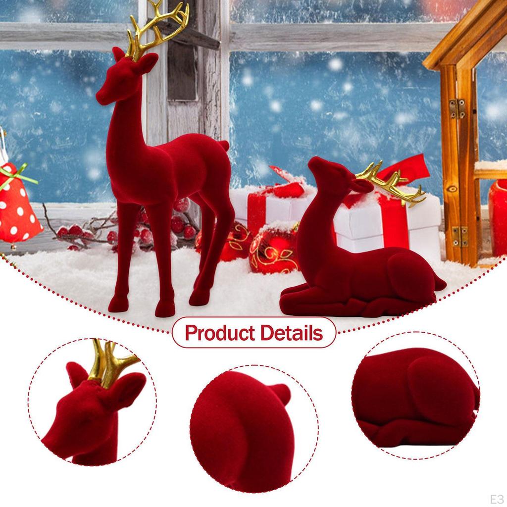 Reindeer Figurines Elk Sculptures Christmas Decoration Ornaments Sitting Standing Deer Statues for