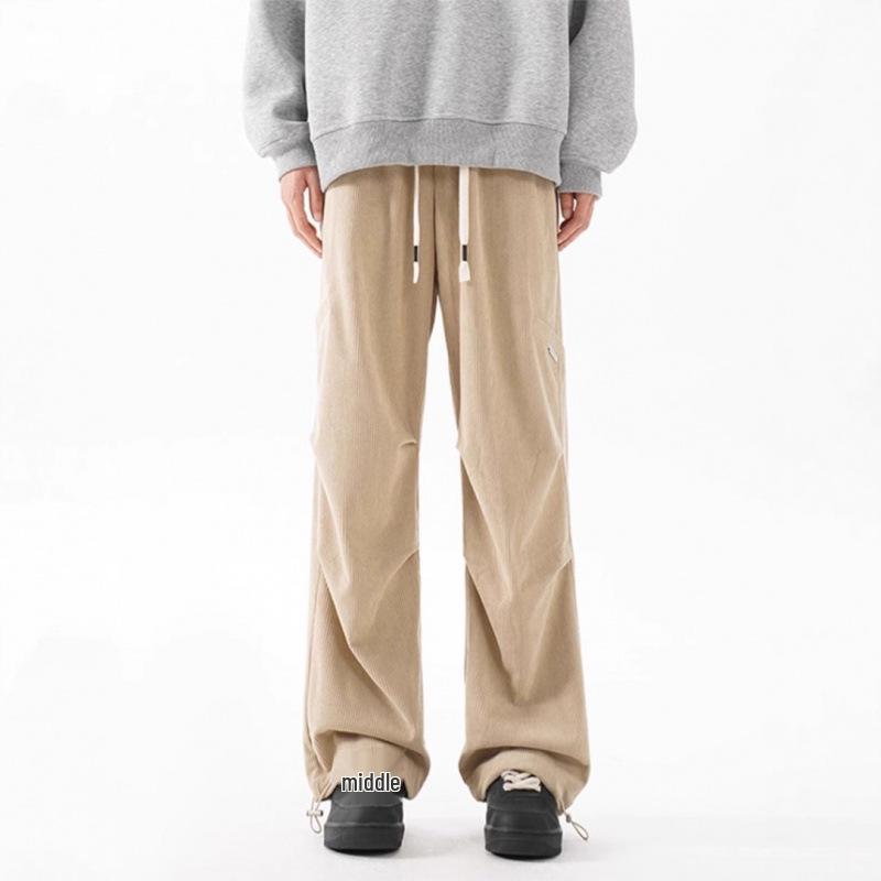 Men's Retro Wide-Leg Cargo Pants - Trendy, Loose, Straight-Leg Design for Spring/Autumn 2025