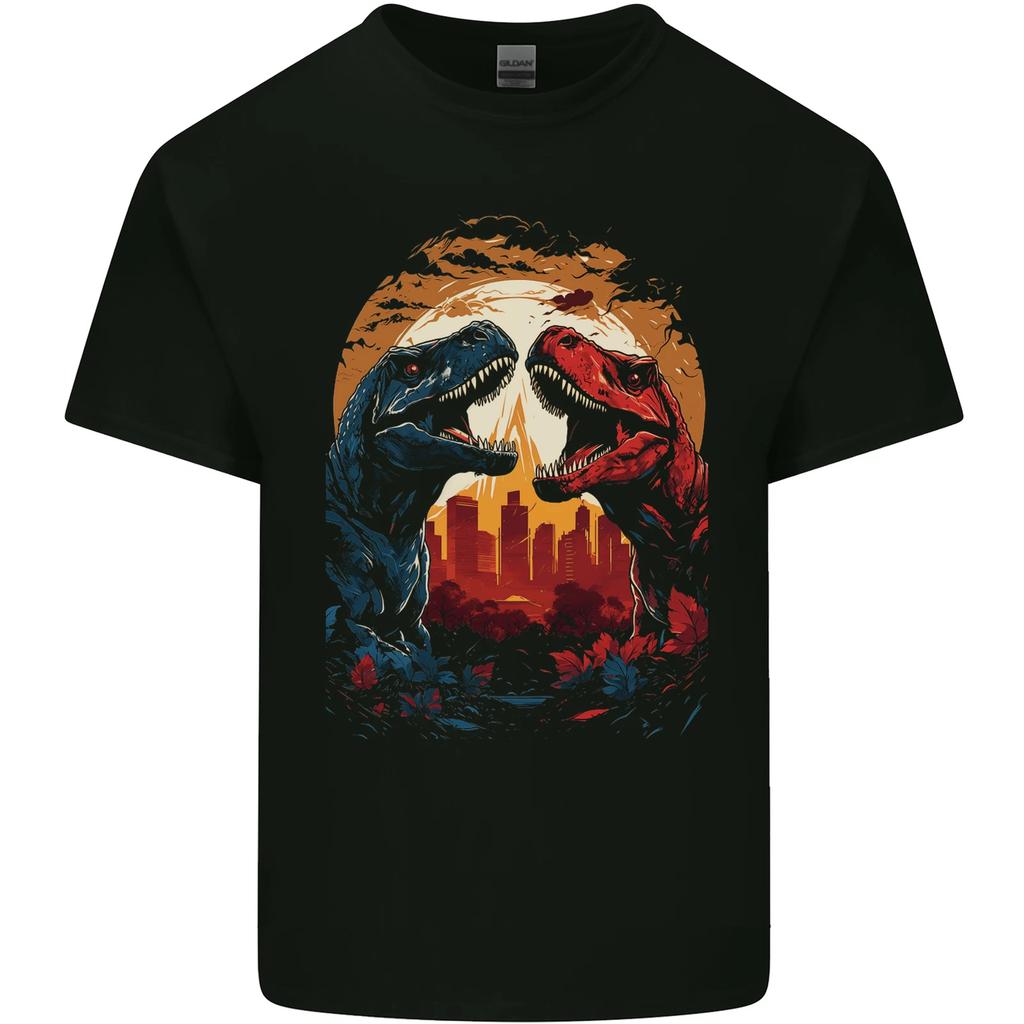2 Dinosaurs With a Moon Backdrop T-Rex Lizard Kids T-Shirt Childrens