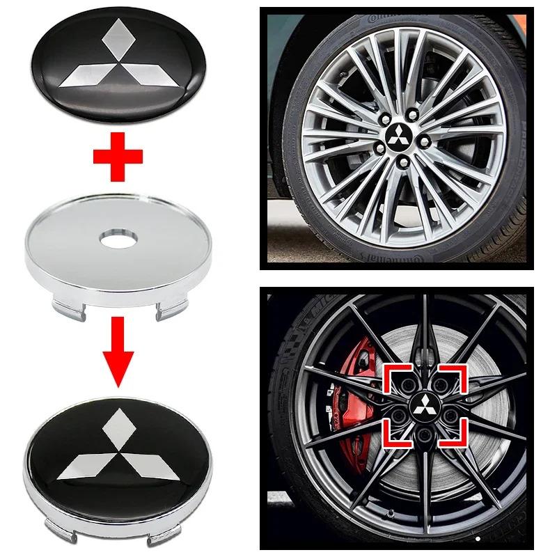 cxzbfh1 4Pcs 60mm Car Wheel Center Hub Cap Stickers Auto Rim Cover For Mitsubishi Outlander Pajero XL Montero Lancer Triton l200 Galant