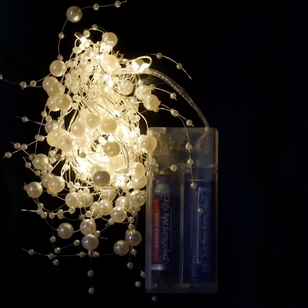 Battery Pearl LED Lights, Pearl LED Copper String Lights Fairy Lights, Wedding Family Party LED Lights, Christmas Decoration Lights