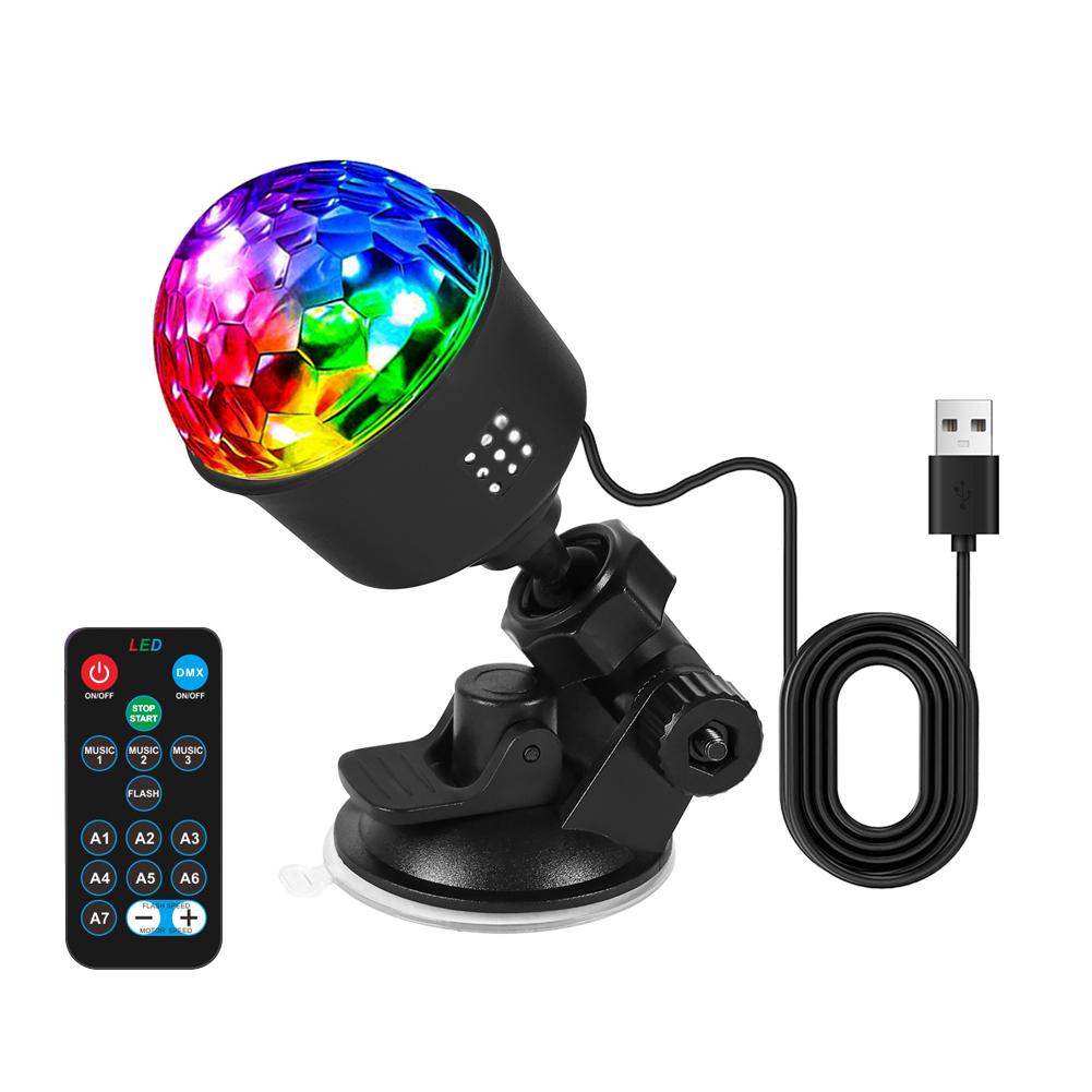 USB Ambient Light ABS Material 12cm 7 Color Sound Activated for Car Home Party 360° Rotatable Portable Mood Lighting