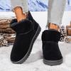 Women Ankle Boots Leather Fluff Lined Short Tube Boots Versatile Warm Cotton Winter Shoes Thick Bottom Snow Boots Women