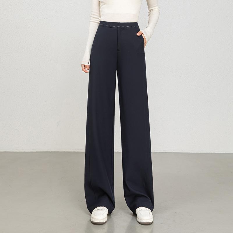 Wide-leg Pants Women's 1116 Autumn New Simple and Versatile Loose High-waisted Casual Pants Light Luxury Drape Commuter Straight-leg Pants