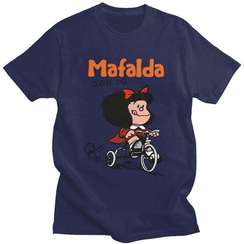 Custom Quino Comic Cartoon Mafalda T Shirt for Men 100 Cotton Tshirt Fashion Tees Short Sleeves Tshirt Clothing