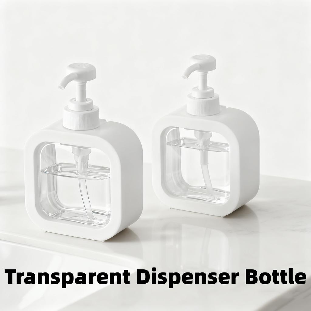YS0257-New Transparent Dispenser Bottle - Bathroom Hand Soap Refillable Pump Bottle, Plastic Press Dispenser with Visible Design