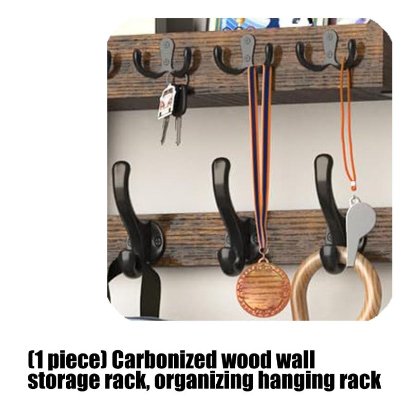 Modern Wooden Wall Mounted Storage Rack With Sturdy Metal Frame For Living Room Bedroom Office Decors