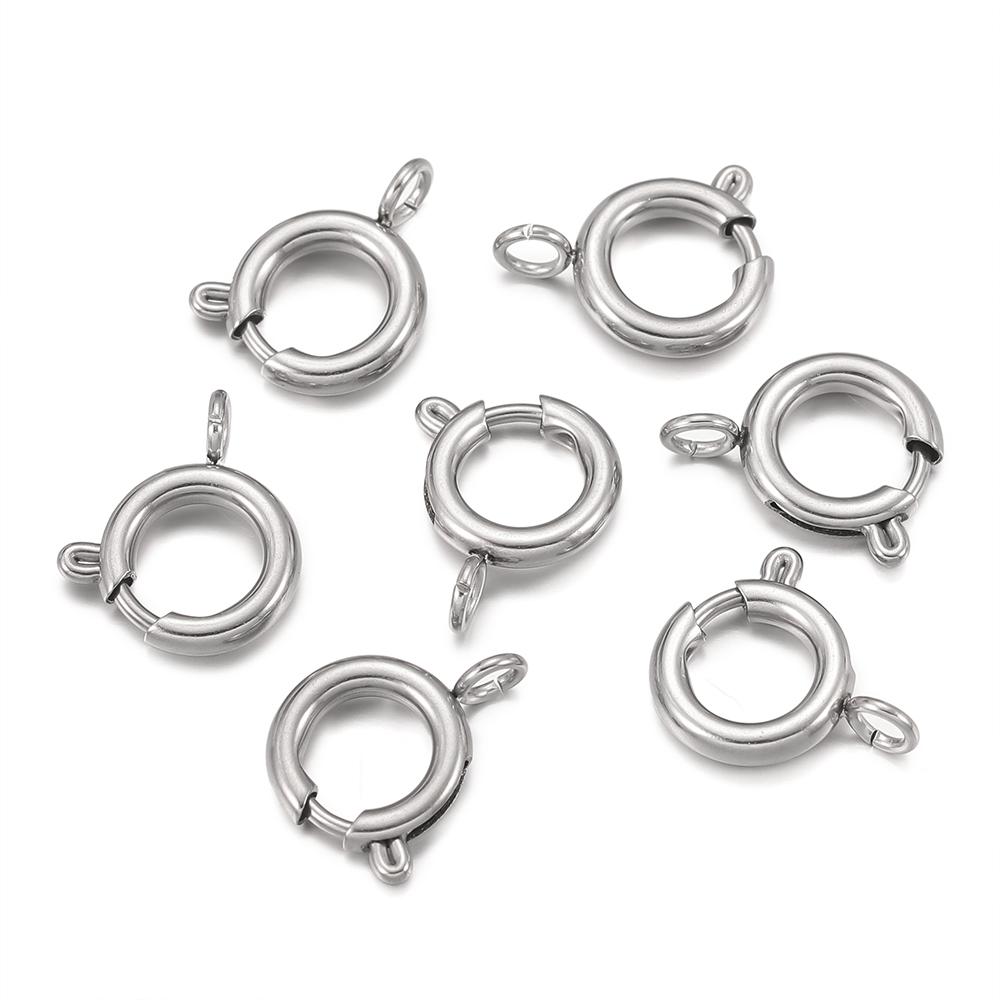 5pcs Stainless Steel Spring Clasp Round Keychain Clips Hook Buckles Connector for Bracelet Necklace DIY Jewelry Making Supplies