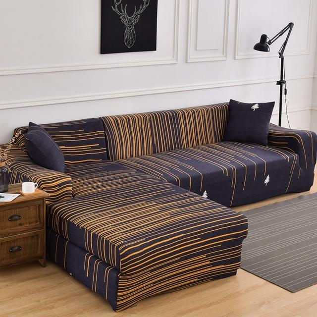 Geometrische Sofabezug Couchbezug Elastische Sofabezüge für Wohnzimmer Ecke L-förmige Chaiselongue Sessel Sofa Schonbezug
